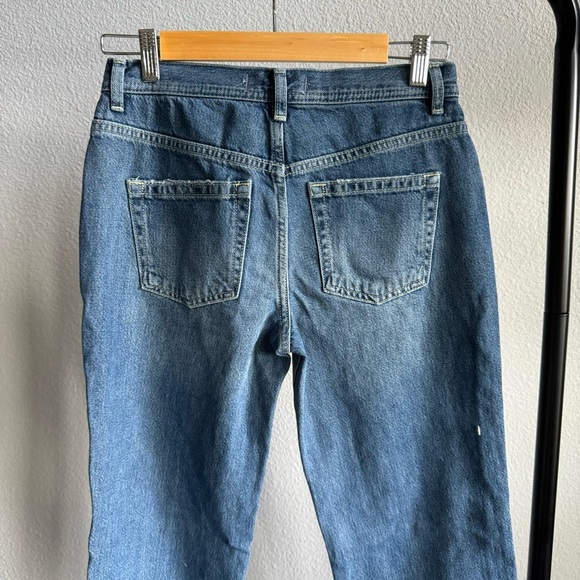 Free People Maggie Dark Wash Mid-Rise Straight Leg Raw Hem Jeans Size 26 NWT - Picture 10 of 11